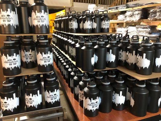 Custom printed double wall stainless steel vacuum Growlers.  Buy in bulk.