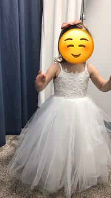 Flower girl dress - hemmed and straps tightened