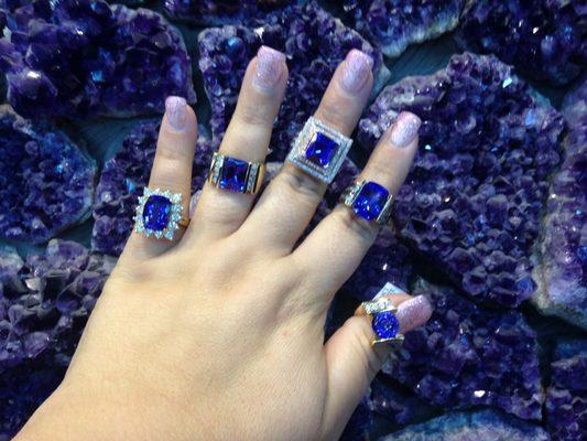 Tanzanite, all shapes and sizes! They have more in the vault, you just have to ask.