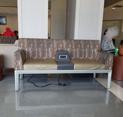 Bench in ER with outlets.