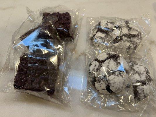 Ube rice crispy treats (left) and Ube crinkles (right).  Highly recommend both!