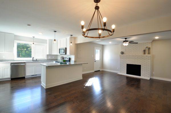 Deerwood House:  Removed wall - Open concept kitchen & fam rm.