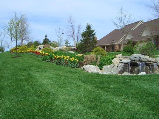 Waterfall and landscaping by Executive Landscape