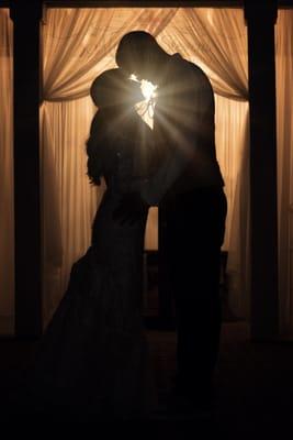 Wedding silhouette of Bride and Groom by Melony Stevens Photography