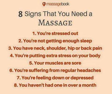 8 signs you need a massage