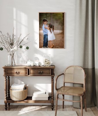 Wall art framed portrait of brother and sister