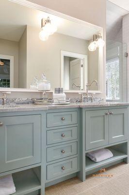 Bathroom vanity cabinet and drawer refacing and painting