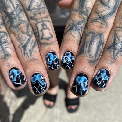 Nail Artist: LILA - Gel manicure with airbrush art #nailart #japanese gel #airbrush