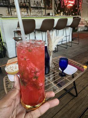 The oxtails and the strawberries mojito with tequila