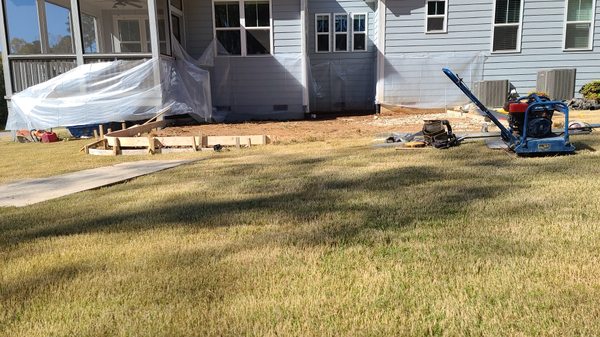 Prep work for stamped concrete patio