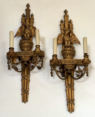 PR ITALY 1920's ELECTRIFIED  WOOD & METAL SCONCES