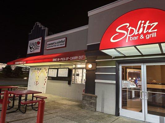 Exterior - look for the brighter and easier to see Splitz sign!