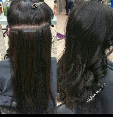 Hothead Extensions.  During and after for length and thickness.  Call for a free consultation.