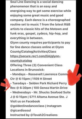 Selden Park -- Tuesdays 6:30pm  2023, Cardio Soul Line Dancing in the park