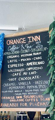 Coffee menu