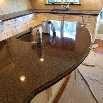 This granite was polished and sealed..