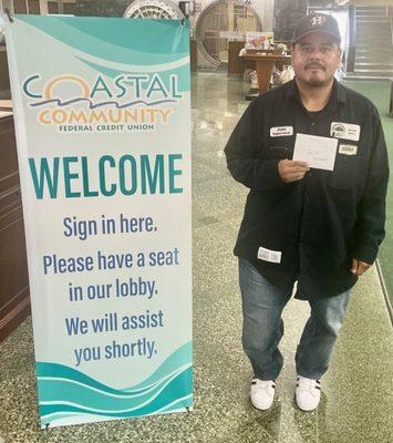 Coastal participated in the city of Galveston's benefits fair and Juan B. was one of the winners of a $25 gift card sponsored by us.