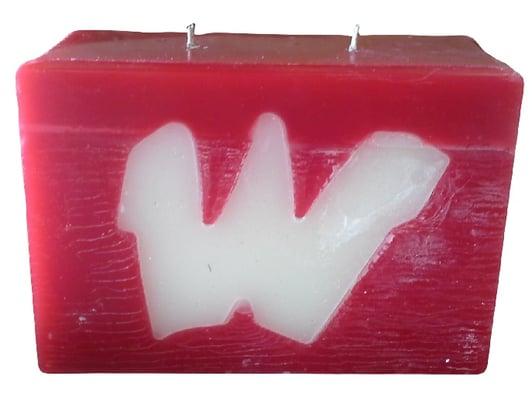 Officially licensed UW Badger Pillar Candle.