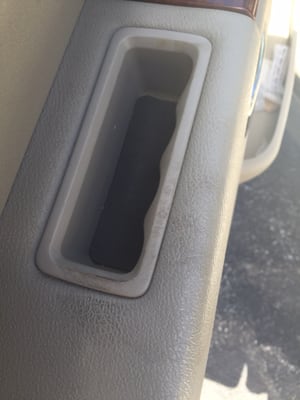 Grease and oil over the handle, steering wheel and outside of the door upon pick up.