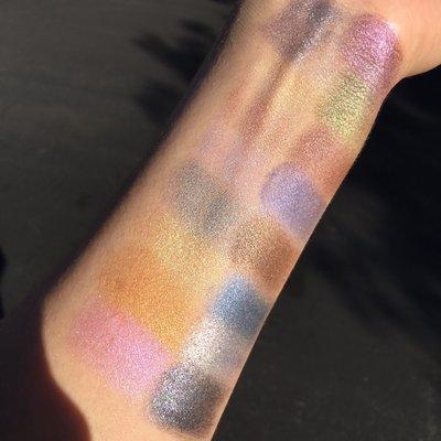 Swatches of the EYE DAYDREAM OF GLAM Palette $40