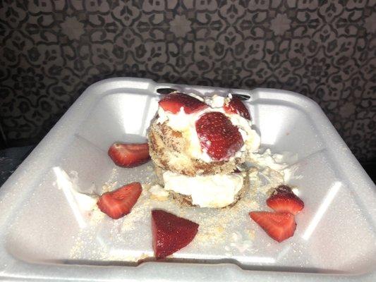 Deep fried strawberry shortcake