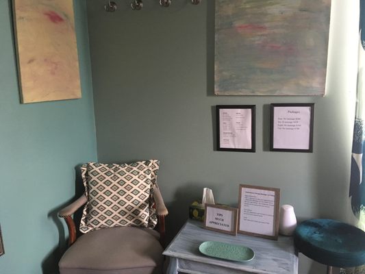 Sit down, relax and tell me how I can serve you. A calm, relaxing environment to unwind and receive the therapeutic massage you need.