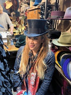 Simone bought this gorgeous black top hat made by Shane, one of the lovely apprentices here.