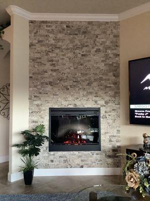 Beautiful fireplace upgrade with stack stone