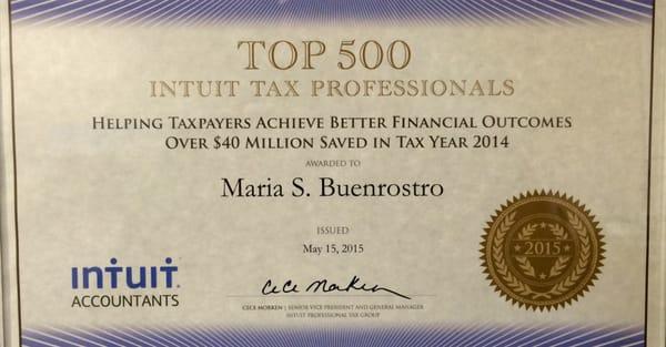 Awarded Top 500 Tax Professionals in the U.S.