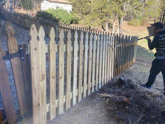 Fence power washing