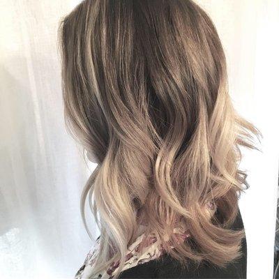 Balayage Neutral Blonde with a rich espresso base