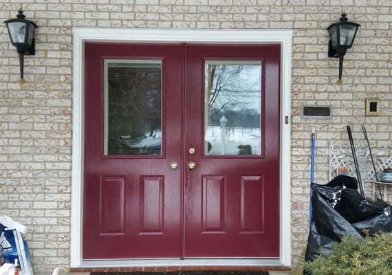 Double half-glass unit covered in Wineberry!