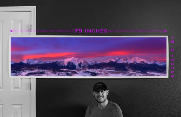 Fine Art Panorama of the Gore Range at sunrise near Silverthorne, Colorado. Print is a limited edition ready for a new home.