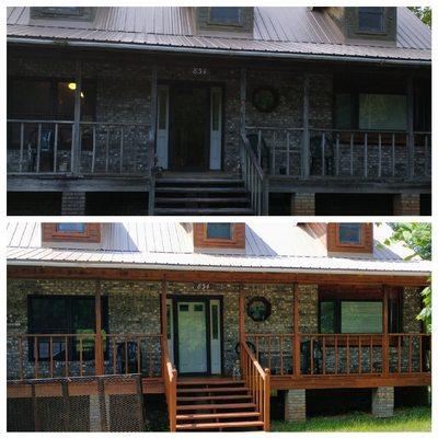 Home transformed after pressure washing and staining