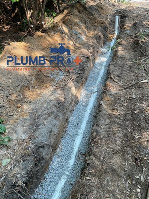 Our install crew worked hard to replace a sewer line. (Sewer line repair, replacement, and installation).