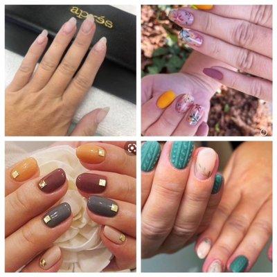 Look at all this growth and the beautiful designs I've gotten with structured gel manicures at Jelly Nail. Book your appt today!