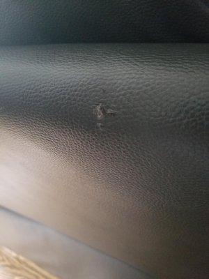 leather damaged on newly delivered sofa.