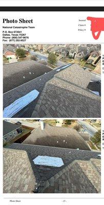 Roof damage (4 places that are tarped)