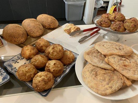 Loaves of bread, scones, elephant ears