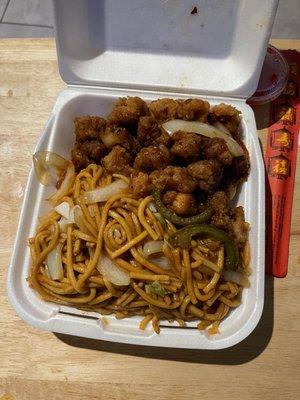 Black Pepper Chicken, and Chow Mein