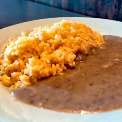 Rice and beans (with shrimp fajitas)