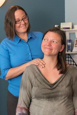 Dr. Beth listens to her patients as she provides care.