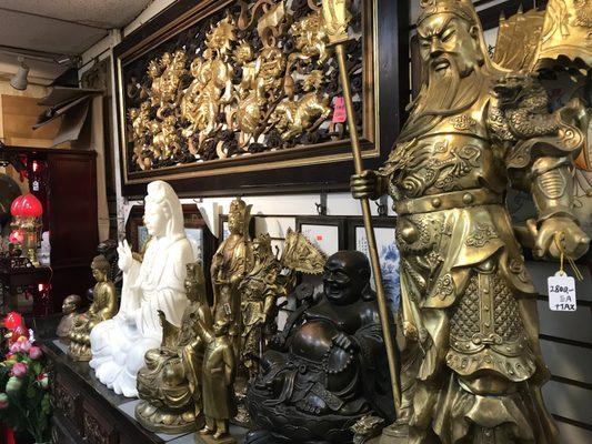 Brass statues of many sizes