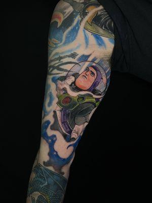 Buzz light year tattoo done by Justin Coppolino