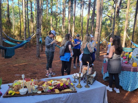 Bridal party charcuterie in the pine forest hammocks