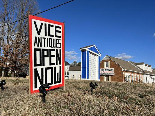 View from the road with yard sign