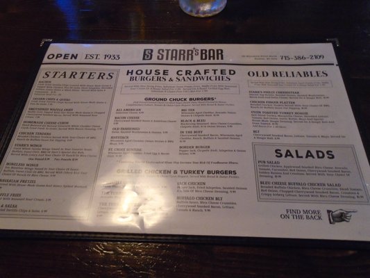 Front of the menu.