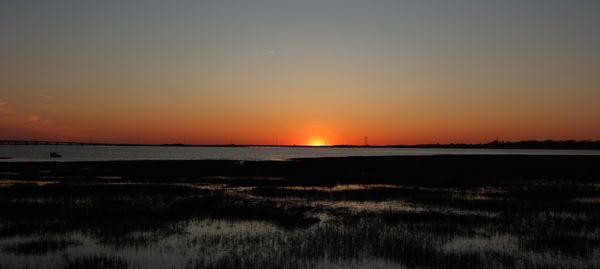 sunsetting. View from the bridge.