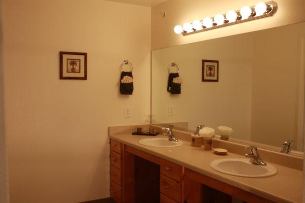 Double sink bathrooms with separate shower room.