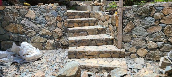 Joe Jr Landscapes Natural Stone Steps Installation